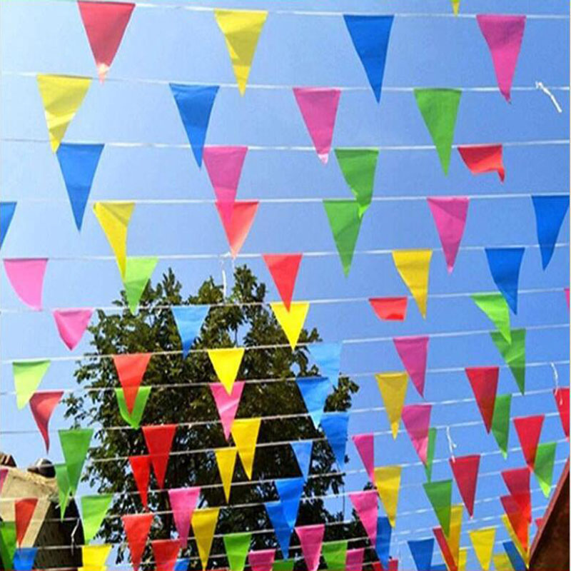 80 måler håndlaget stoff Bunting trekant flagg bryllupsfestival vimpel streng banner buntings fargerike