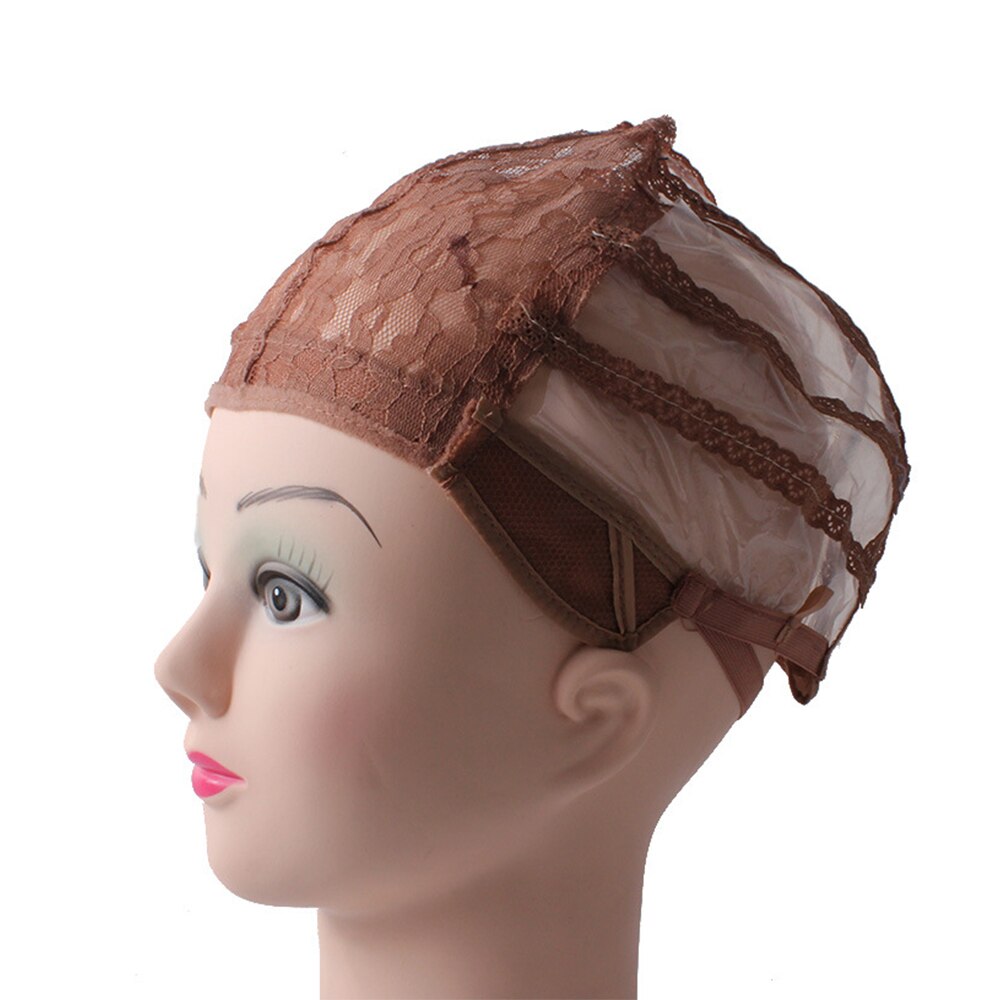 10 PCS/Lot Light Brown Wig Hair Caps For Making Wigs Adjustable Hair Mesh Nets Weave Breathable Weaving Net Cap