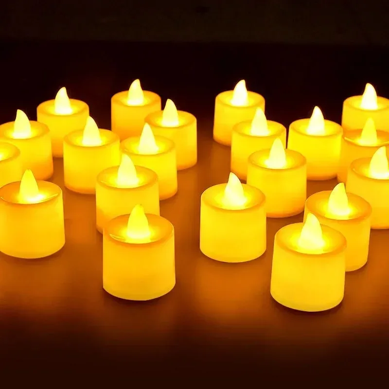 50/1 STKS Vlamloze Kaarsverlichting Batterij Aangedreven Warm Licht Theelichtje Lamp voor Bruiloft Verjaardag Decoratie Kaarsen Verlichting