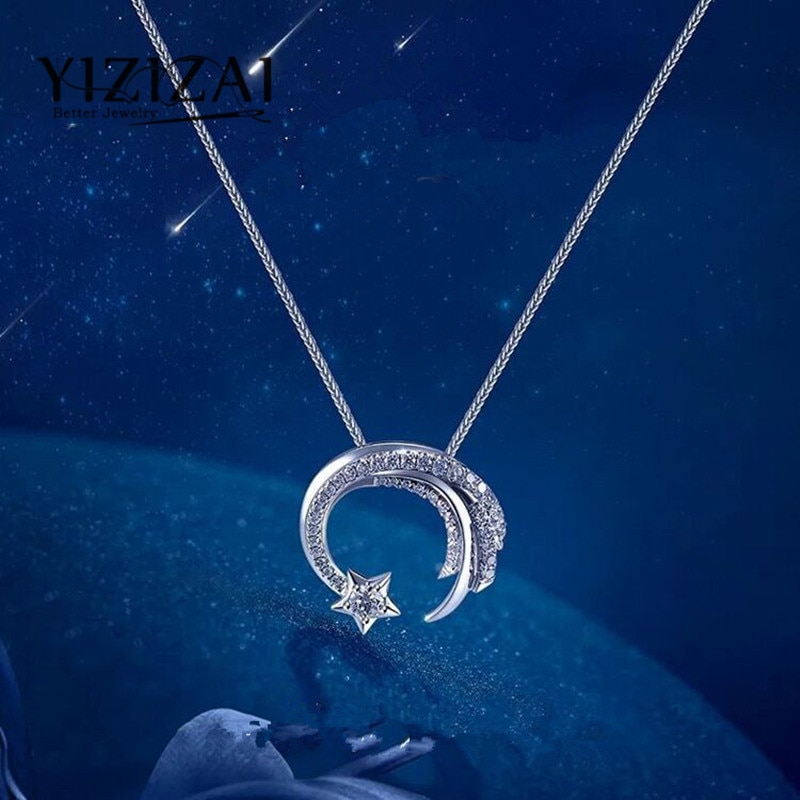 YIZIZAI argenterie météore avec Zircon cubique pendentif collier femmes collier filles chanceux bijoux