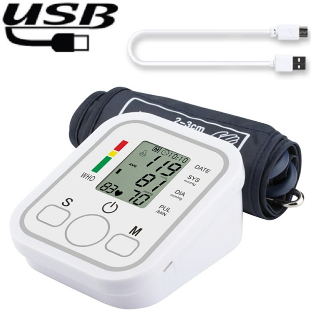 Esfigmomanómetro electrónico con carga USB, monitor de presión arterial para brazo, brazalete ajustable de precisión LCD, totalmente automático para el hogar: as show 8