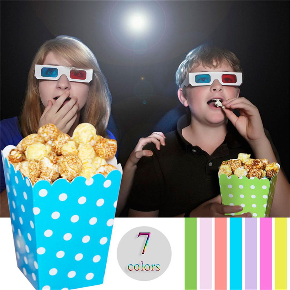 12 Stks/partij Blauw/Roze Polka Dot Paper Popcorn Doos Verjaardag Wedding Party Deco Popcorn Cups Voor Bioscoop Anniversary supply