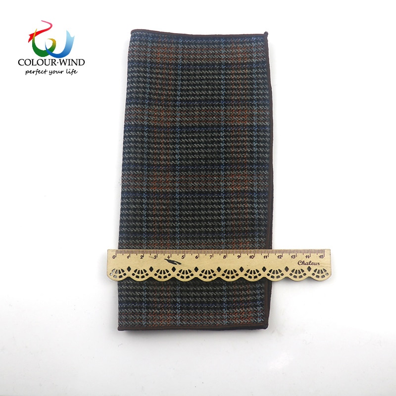 Classic Style Men's Handkerchief Scarves Vintage Wool Hankies Men's Pocket Square Striped Solid Cotton 24*24CM