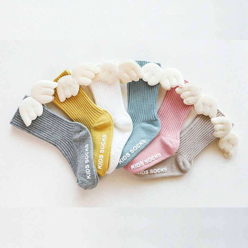Kleinkind Baby Mädchen Socken Casual Baumwolle Lange Socken Knie Hohe Flügel für 0-5 Jahre