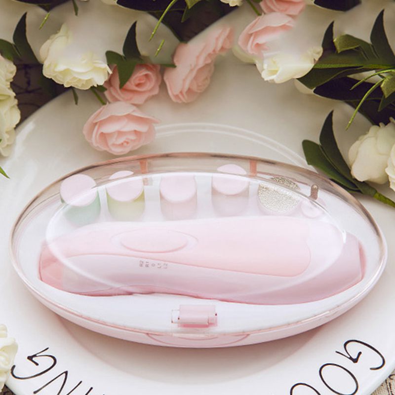 Baby Nagelvijl Elektrische Nail Trimmer Manicure Set Met Nagelknipper, led Licht En 10 Slijpkoppen (Roze)