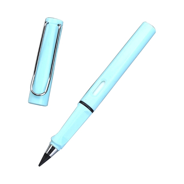 Stylish Replacable Inkless Pencil Portable Inkless Pencil Erasable Signing Pen Reusable Everlasting Pencil No Sharpening: light blue