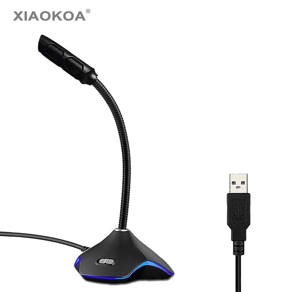 XIAOKOA CK Flexible USB Condenser Microphone for Computer With led light for Recording Gaming Chatting computer microphones