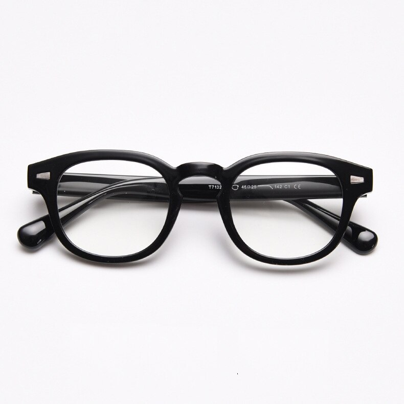 Lunettes Johnny Depp anti-lumière bleue pour homme et femme, verres optiques ronds et transparents pour ordinateur, de TR90 rétro: C1