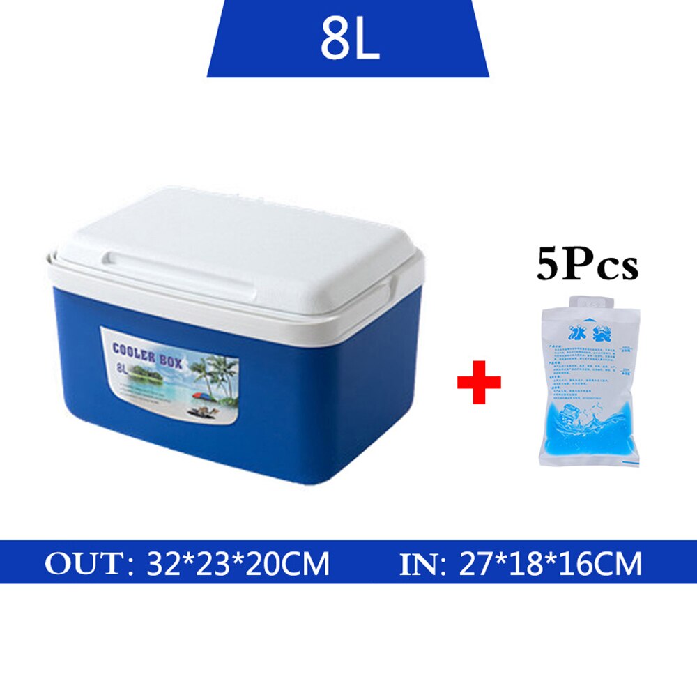 5L-13L Outdoor Incubator Portable Food Storage Box Car Cold Box Fishing Box Cooler Fridge Food Storage Bags For Hiking Travel: 8L blue