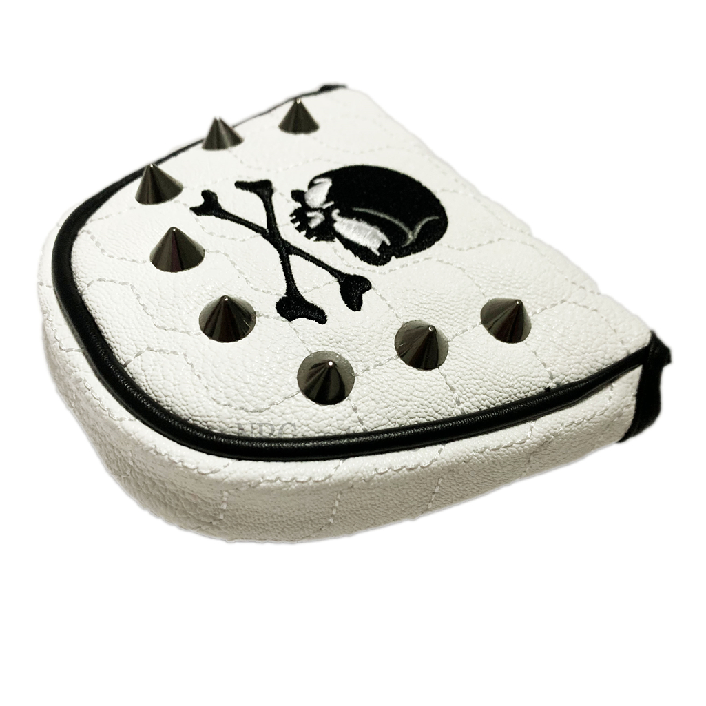 Golf Clubs Headcover Mallet Putter 1Pcs Rivet Skull Embroidery Magnetic Closure Pu Leather
