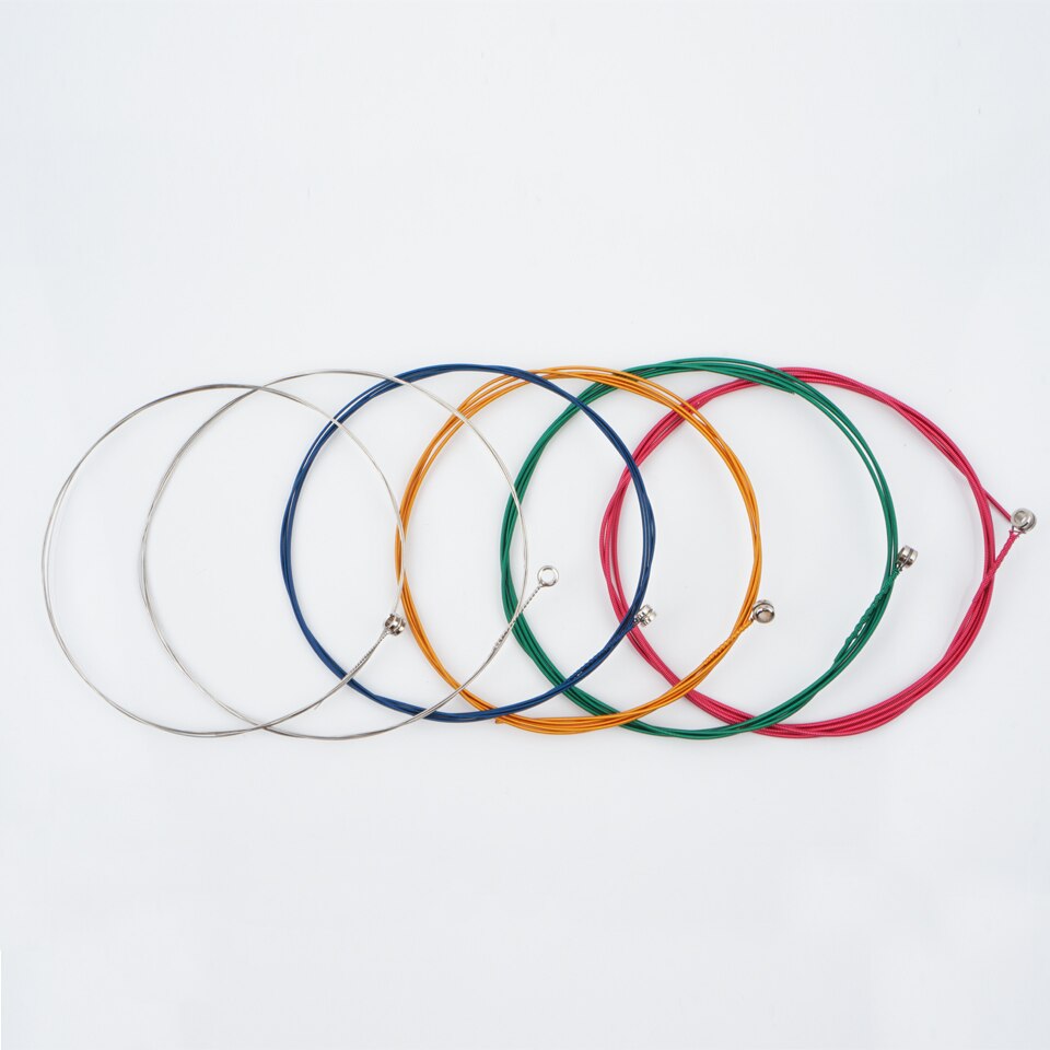 1 set van 6 regenboogkleurige gitaarsnaren voor akoestische folkgitaar, klassieke gitaar, meerkleurige akoestische gitaren, zeshoekig