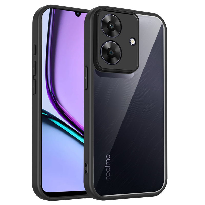 Realme Note 60 4G RMX3933 Case Shockproof Silicone Bumper Clear Back Hard Cover Matte Phone Case for Realme Note 60 4G RMX3933: black