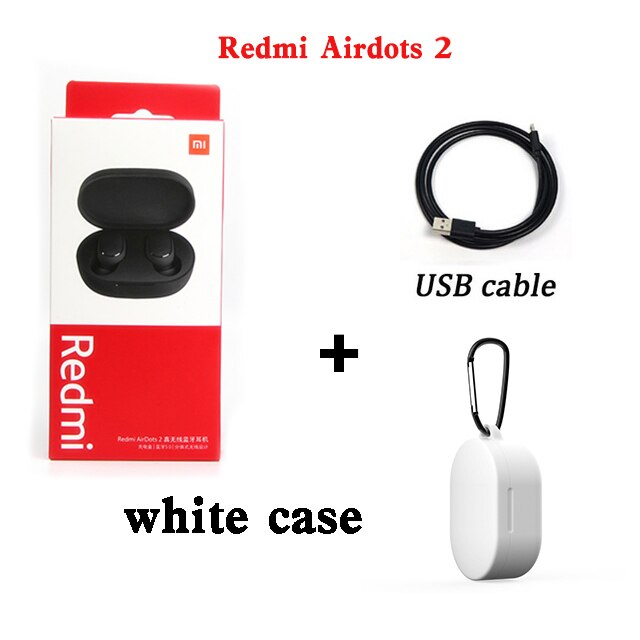 Originele Xiaomi Oordopjes Redmi Airdots 2 Tws Draadloze Koptelefoon Bluetooth 5.0 Ruisonderdrukking Met Mic Xiaomi Airdots 2S Headset: white case cable
