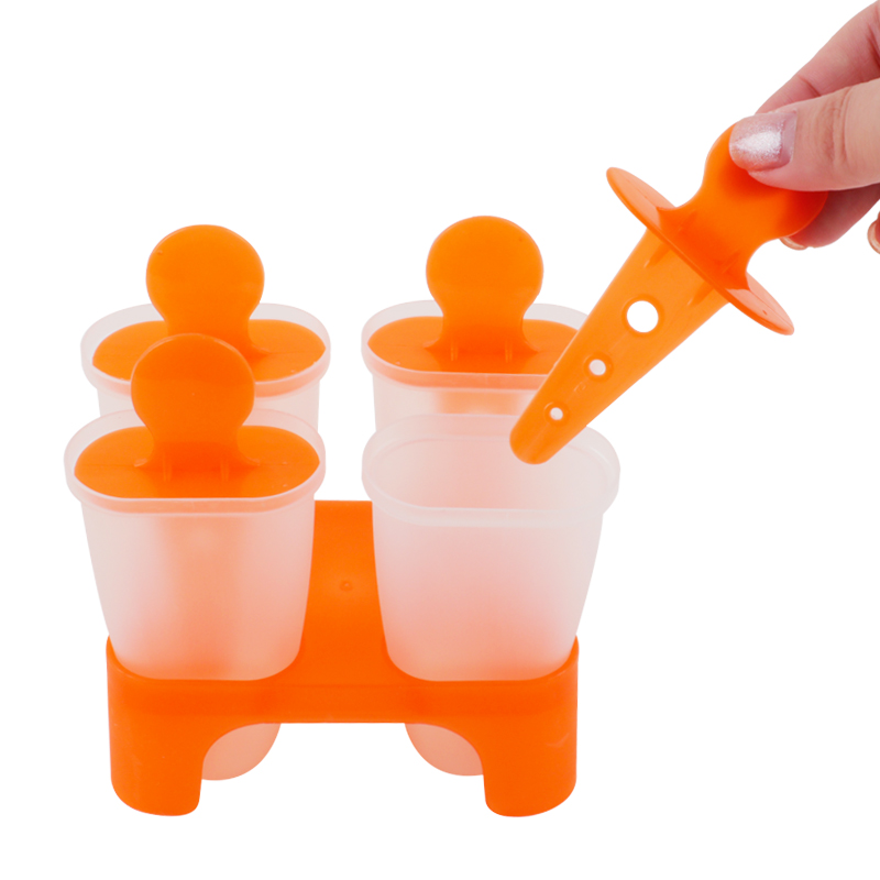 Delidge 1 pc 4 -cellige bevroren ijslollyvorm, voedselveilige plastic ijslollymaker, lollyvorm, schaal, keuken, doe-het-zelf, willekeurige kleur