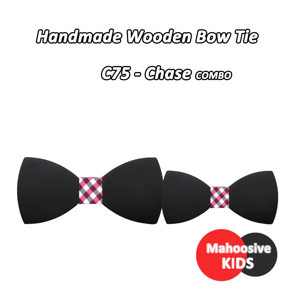Mahoosive Kinderen Kids Jongens Hout Effen Kleur Wedding Pre Gebonden Clip Kind Nek Strikjes Stropdassen C71-C76 COMBO: C75 - Chase COMBO