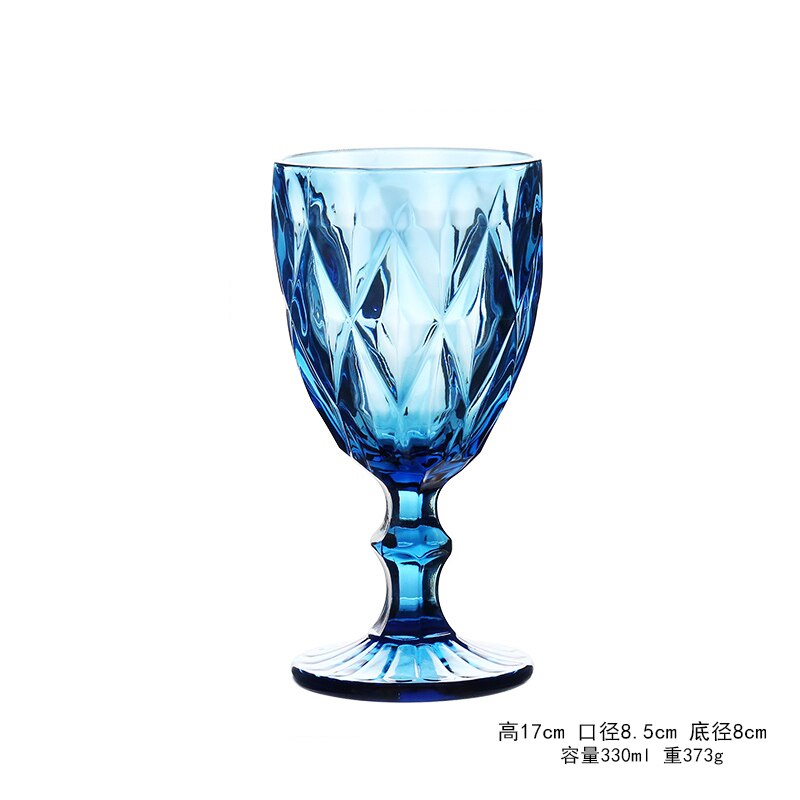 4 st set 330ml flerfärgad relief rödvinsglas kopp graverad prisma blandad färg fotbägare cocktailglas whiskykoppar