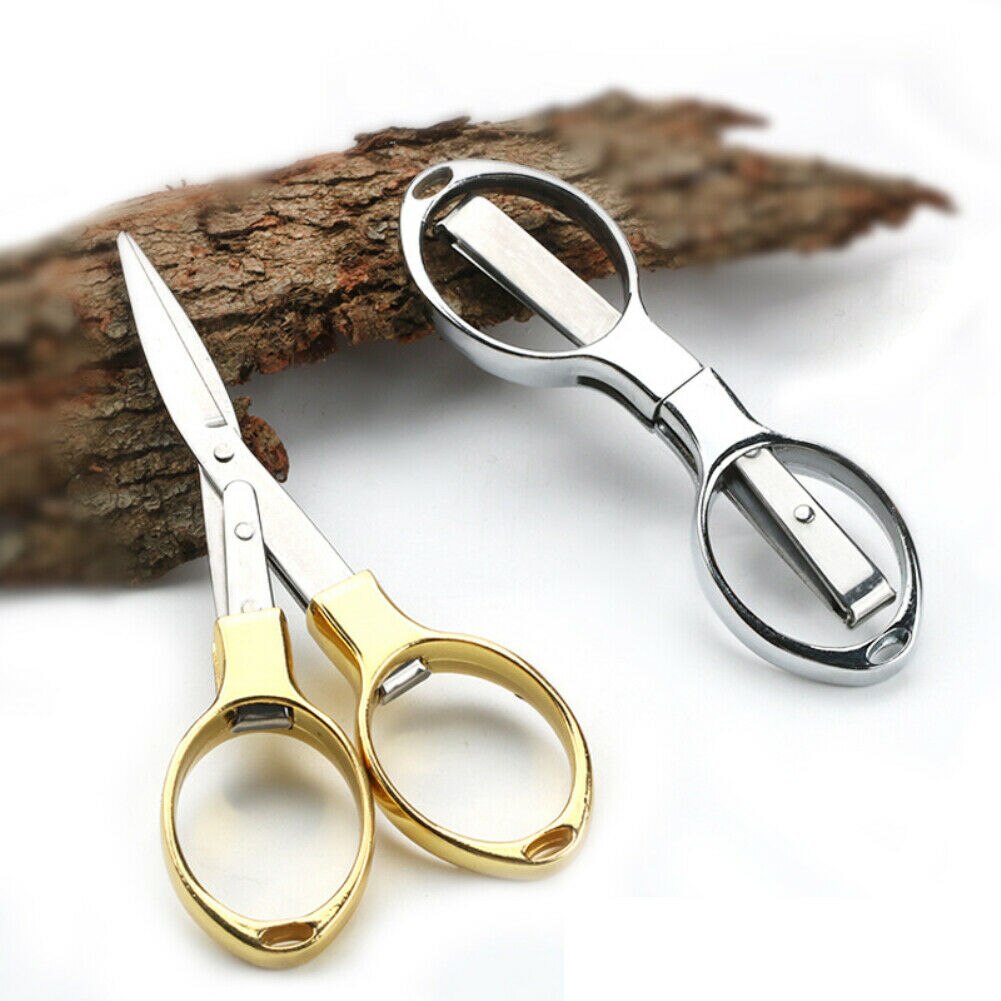 1Pcs Folding Camping Stainless Steel Scissors Keychain Fishing Scissor Pocket Mini Cutter Crafts Sewing Safe