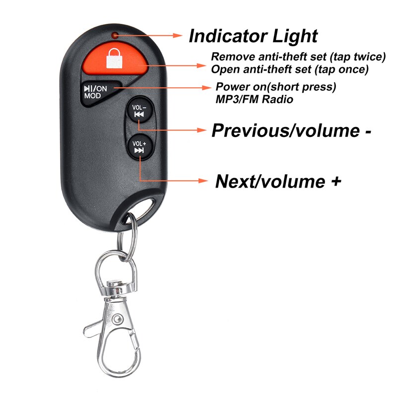 Motorcycle bluetooth Audio Waterproof Anti-theft Alarm System Speaker FM Radio MP3 Player Music Amplifier with Remote Control