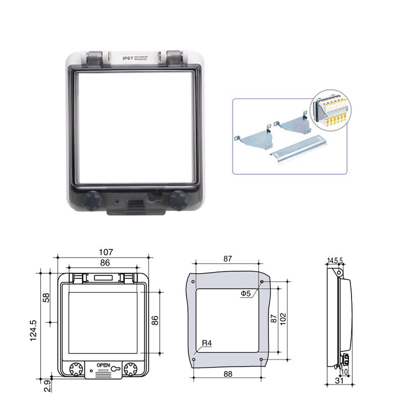 Transparent button protection window cover Waterproof window circuit breaker switch IP67 splash cover box: 5 without bottom