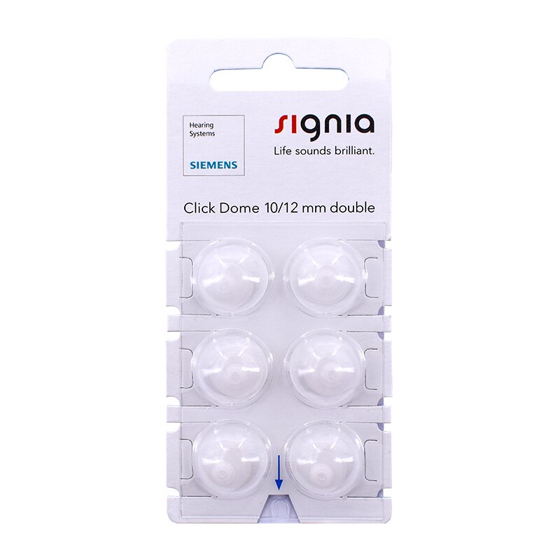 Siemens Signia Original Silicone Eardomes 6 Pieces of Ear Tips Click Sleeve Vented for CIC ITC and RIC Model Hering Aids: 10 TO 12MM DOUBLE