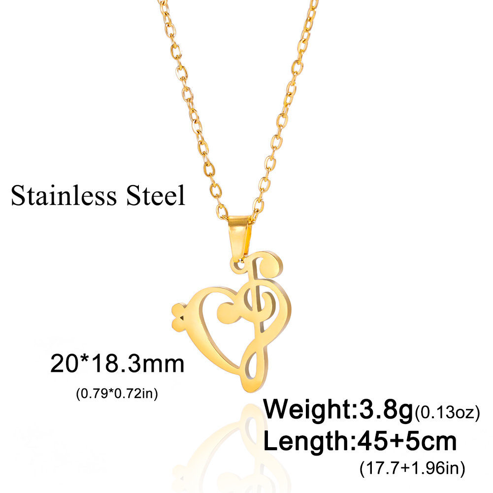 Lucktune Muzieknoot Hart Van Treble Sleutel Hanger Ketting Voor Vrouwen Rvs Liefde Muzikale Symbool Ketting Ketting Sieraden