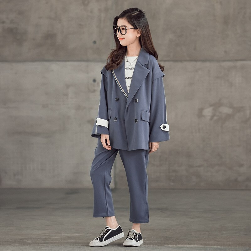 Children's Suits for Girls Clothing Set Spring Loose Jacket Pants Kids Suit Girls Blazers Teenage Shool Girls Outfits