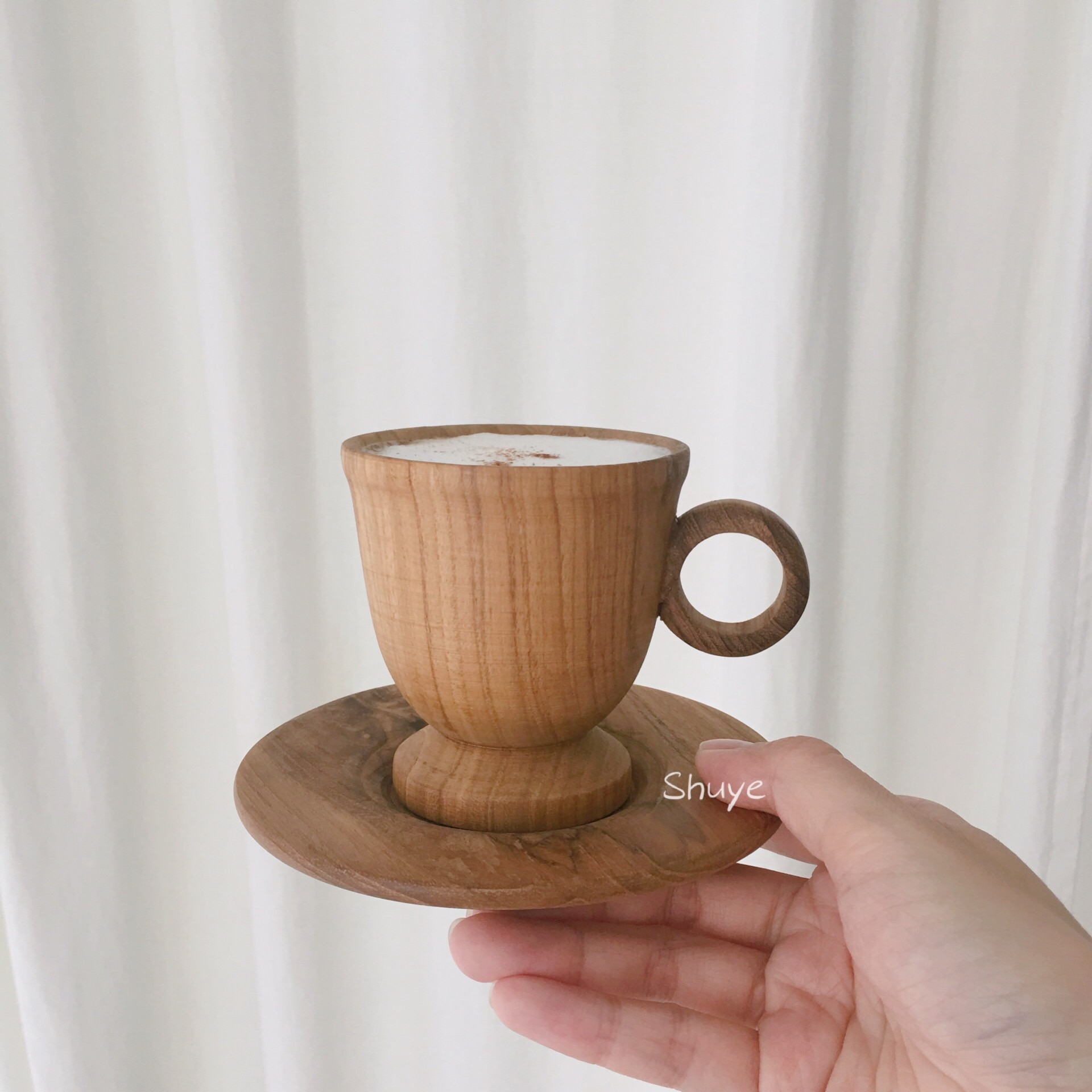 Taza de café de madera hecha a mano, vaso alto de vino tinto, fondo plano, leche Latte, artesanías, taza de cerveza reutilizable con mango, 150ml, 1 ud.