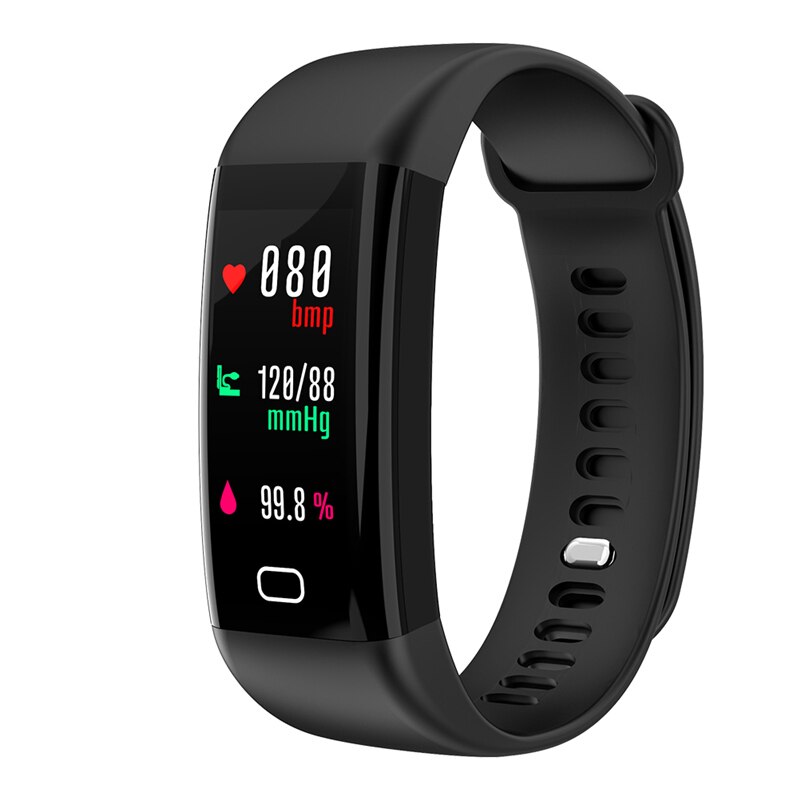 F77 Fitness Armband Smart Band Mannen Vrouwen Stappenteller Polsband Bloeddruk Smart Horloge Hartslagmeter Body Temperatuur: Black