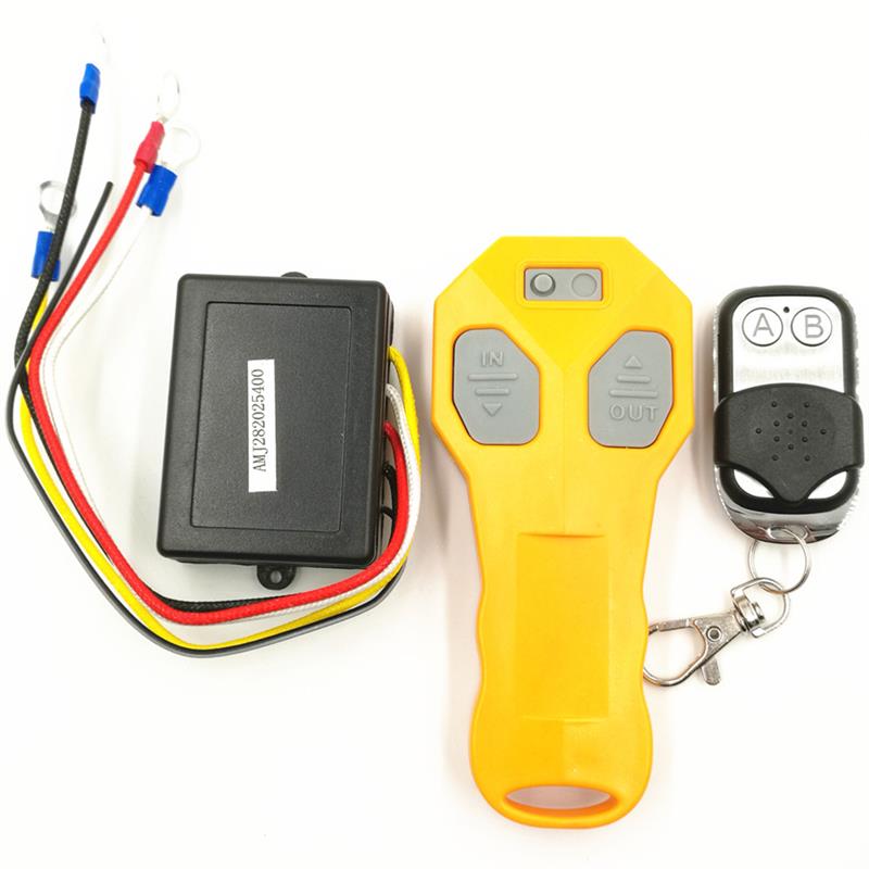 12V 50ft Wireless Winch Remote Control Set yellow Kit With Key Fob For Truck ATV SUV Auto Winch