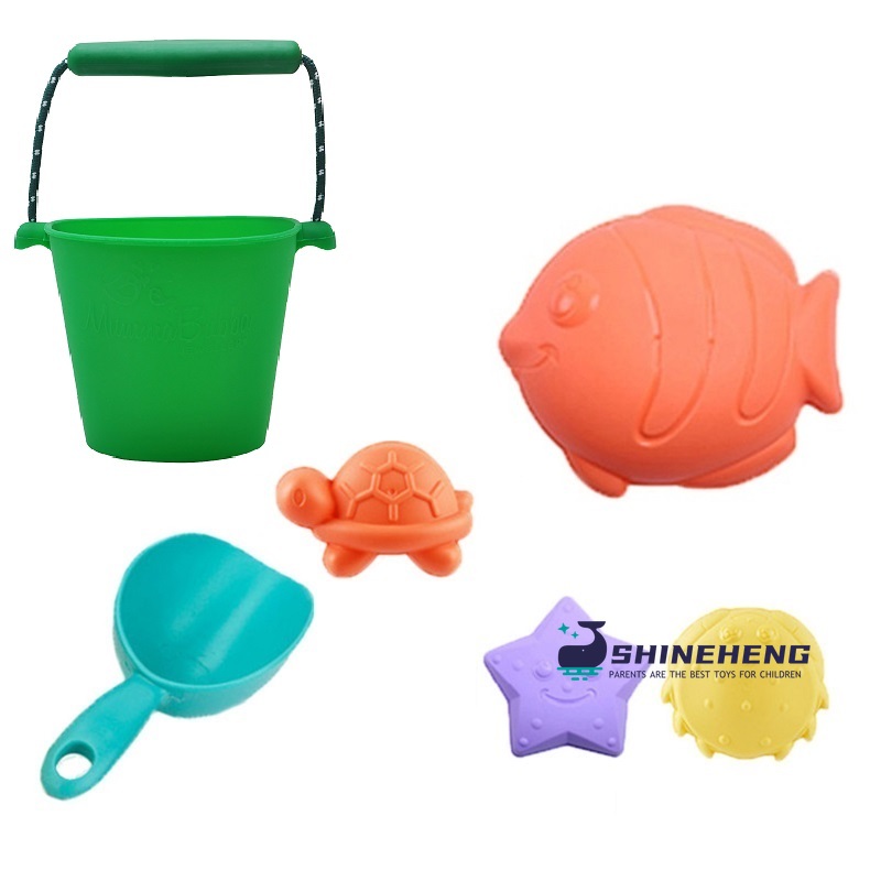 Children Beach Toys Silicone Bucket Summer Digging Sand Tools Summer Baby Water Game Play Outdoor Toy Set Sandbox for Boys Girls: SKU-003