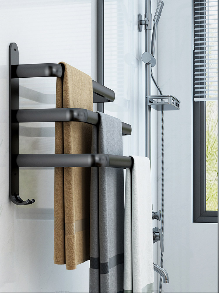 30-50cm veggmonterte håndklehengere håndklestativ baderomstilbehør håndklestang i aluminium matt svart dusjhåndkleholderkrok