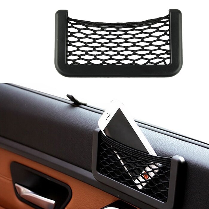 Varejo frete 15X8 cm bolsa de automoción com adesivo visera del coche organizador bolsillos de red Red frete grtis saco de armazenamento # YL5