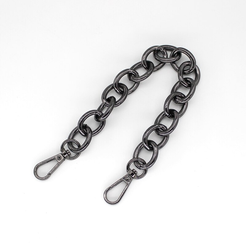 Cadena corta de Metal de repuesto para asa de bolso, accesorios de bricolaje dorados claros para correa de bolso, 30CM: Gun black