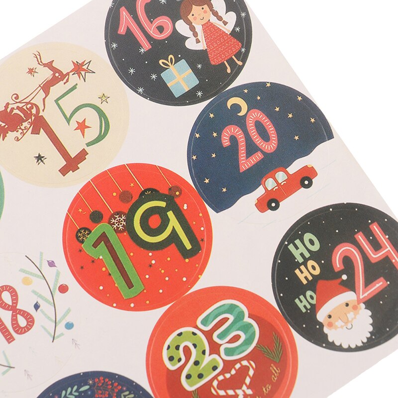 120 stk jul advent nedtælling kalender klistermærker numre pose etiket sæler