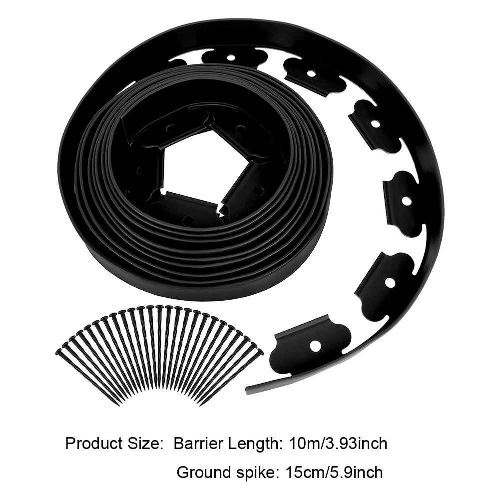 10M Flexible Lawn Edging Kit with 30Pcs Stakes Plastic Edging Border No Dig Garden Border Edging for Garden Flower Beds and Lawn