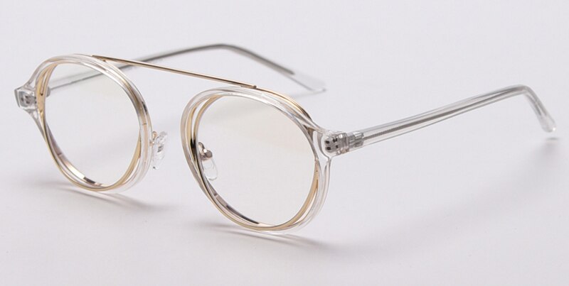 Peekaboo tr90 gafas de filtro de luz azul montura redonda lentes retro claros gafas de acetato transparente montura vintage para mujer: gold clear