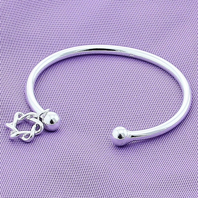 Di Modo caldo 925 Gioielli in Argento sterlina Braccialetti Braccialetti Aperti per Le Donne Degli Uomini Argento stella Del Pendente Del Braccialetto