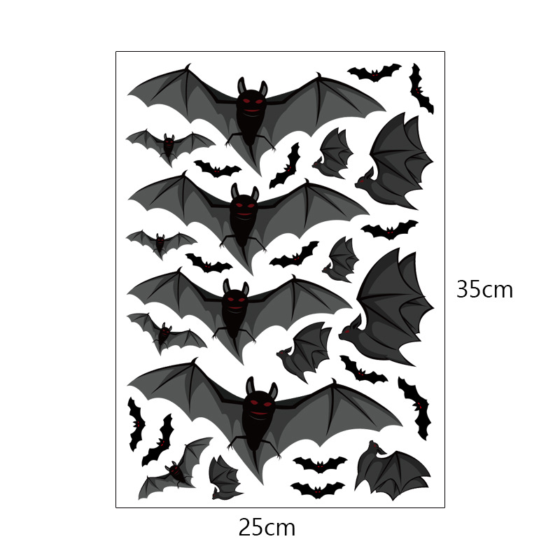 Halloween Spider Stickers Removable Bat Decal Wall Sticker For Window Background Home Office Theme Party Supples Decoration: C