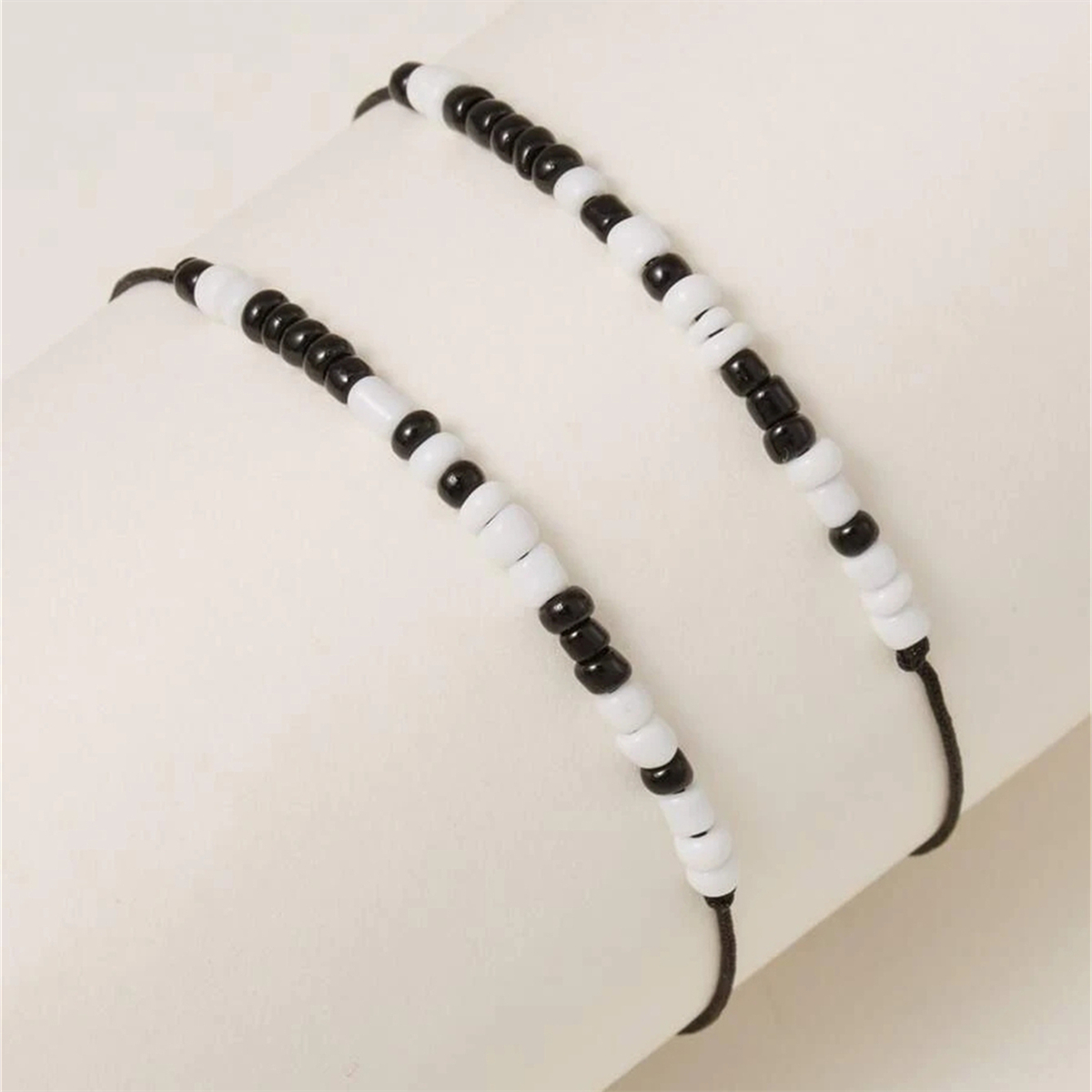 Trendy jeg elsker dig morsekode sorte og hvide risperler 2 flettede justerbare pararmbånd pulseras mujer brazaletes
