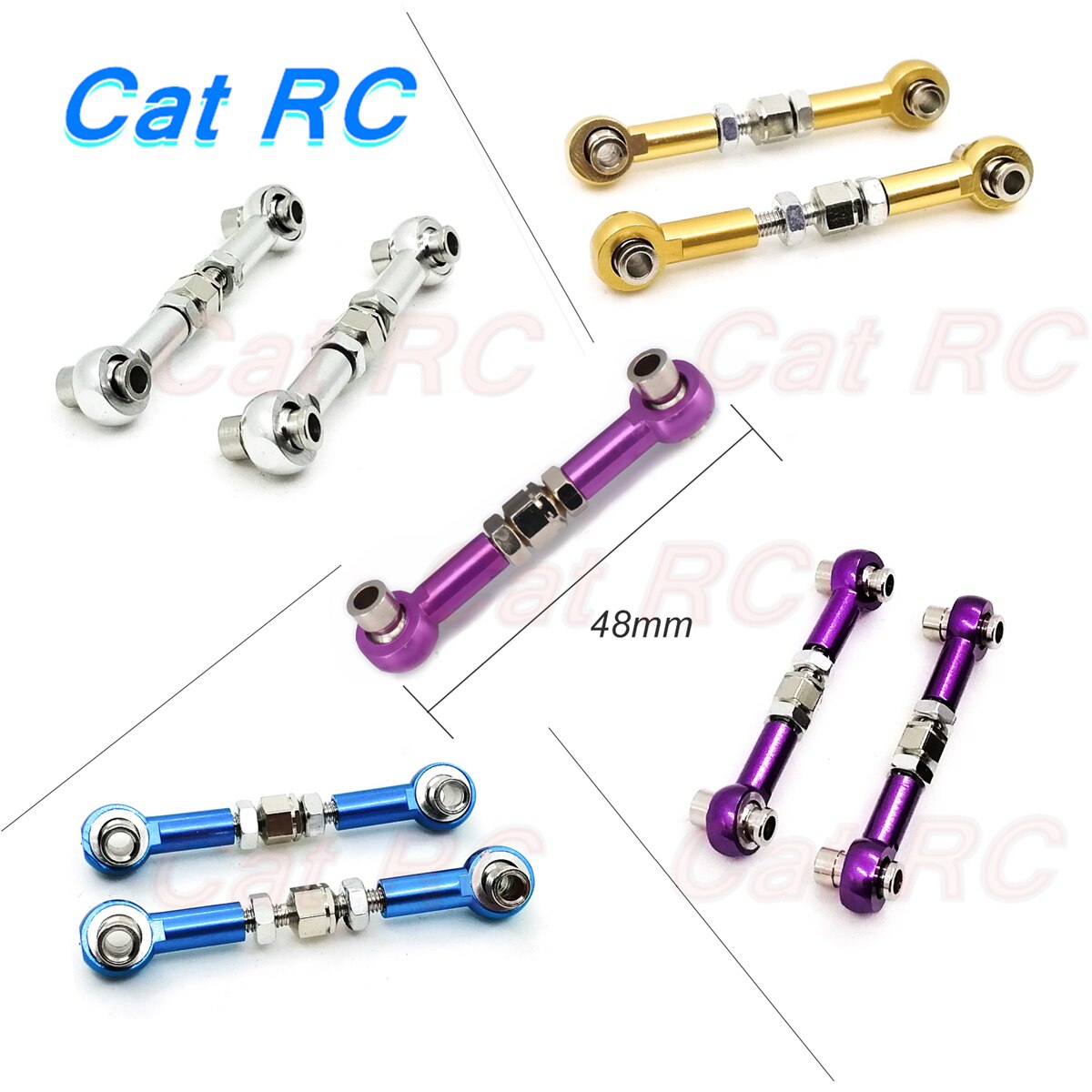 4 stück servogestänge-zugstangenarme,  m3 gewinde , 3mm löcher , 48-60mm lang für hsp 94122 94103 94123 catrc