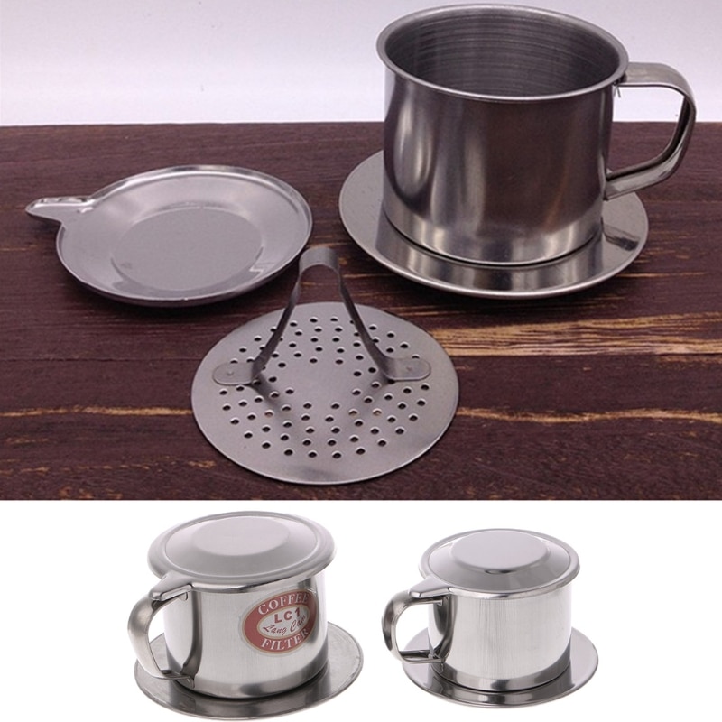 Vietnamese Koffie Filter Rvs Maker Pot Infuse Cup Serveren Heerlijke Zilver S/L Koffie Filters