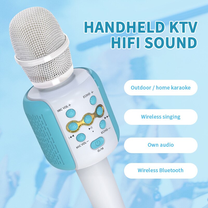 Draadloze Bluetooth Karaoke Microfoon Voor Telefoon Pc Ktv Speaker Handheld Speler Microfoon Professionele Draadloze Party Mic