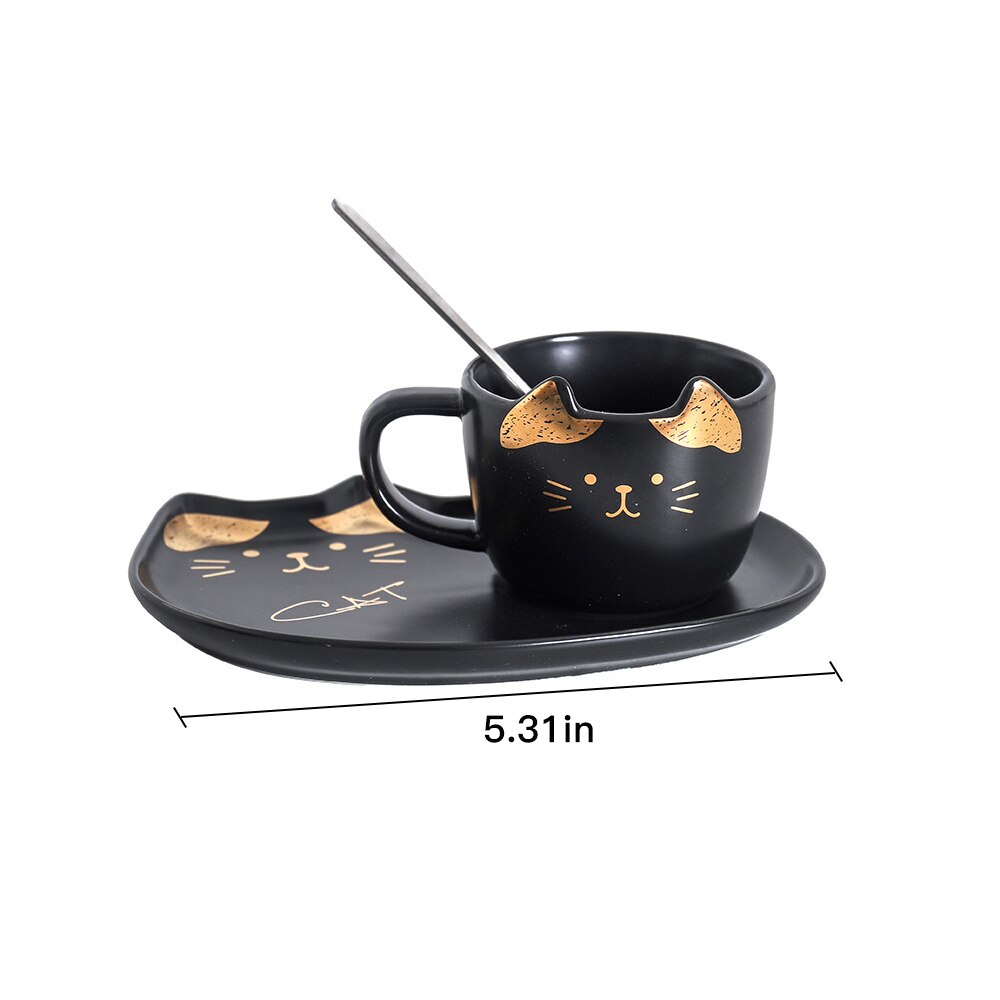 Cute Cat Ceramics Coffee Mug Set Handgrip Animal Mugs With Tray Drinkware Coffee Tea Cups Novelty Milk Cup Breakfast
