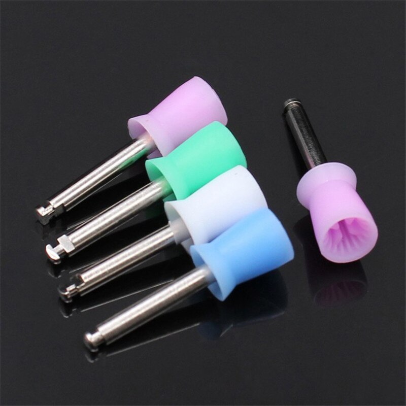 100 Stuks Dental Polijsten Cup Tand Polish Kleurrijke Rubber Polijsten Borstel Polijstmachine Prophy Cup Voor Lage Snelheid Handstuk Dental Lab