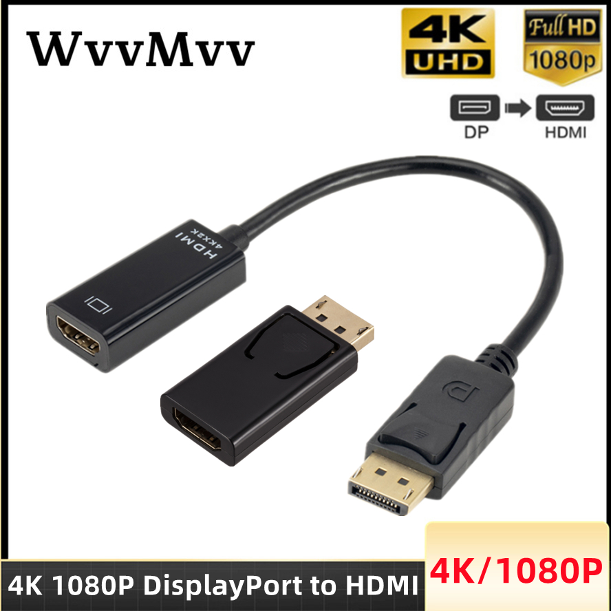 Adapter zgodny z 4K DisplayPort na HDMI męski DP na żeński konwerter kabla kompatybilnego z HDMI Video Audio do projektora HD TV PC