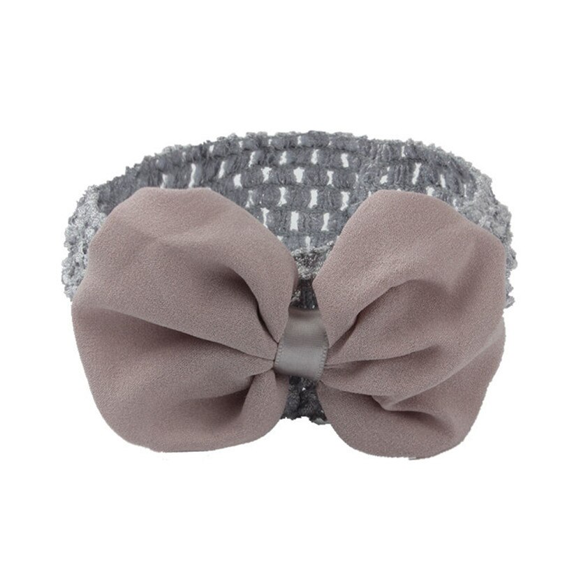 Diadema con lazo de chifón para niñas, diademas elásticas huecas para bebé, accesorios para el cabello, 170719: Gris