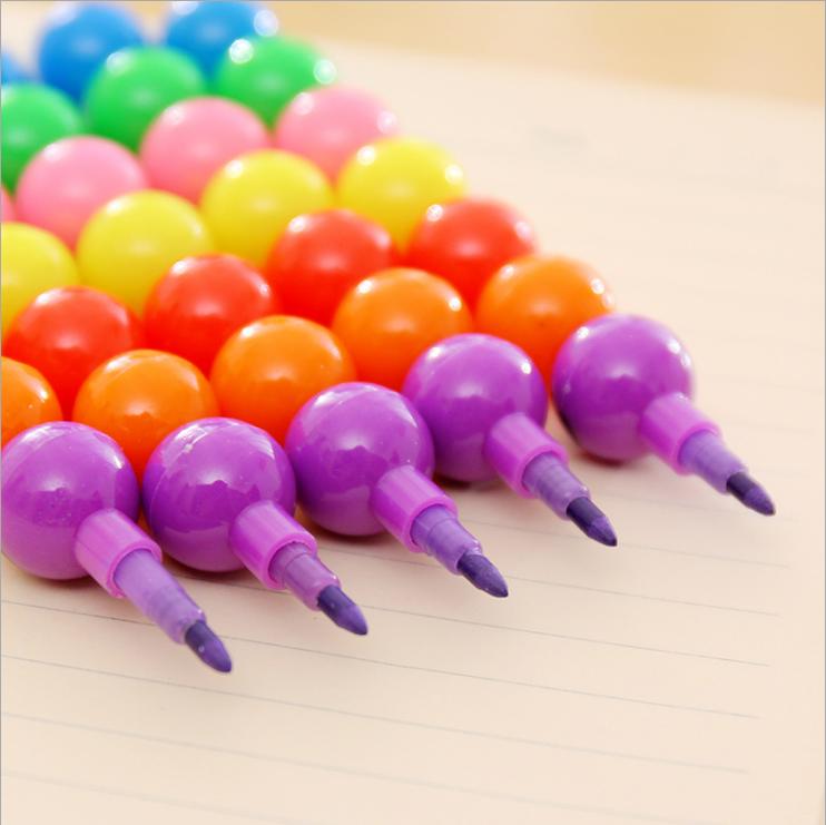 [4Y4A] 50pcs/Lot 7colors Smiley Crayons Candied Crayons Children art student safety and environmental stationery