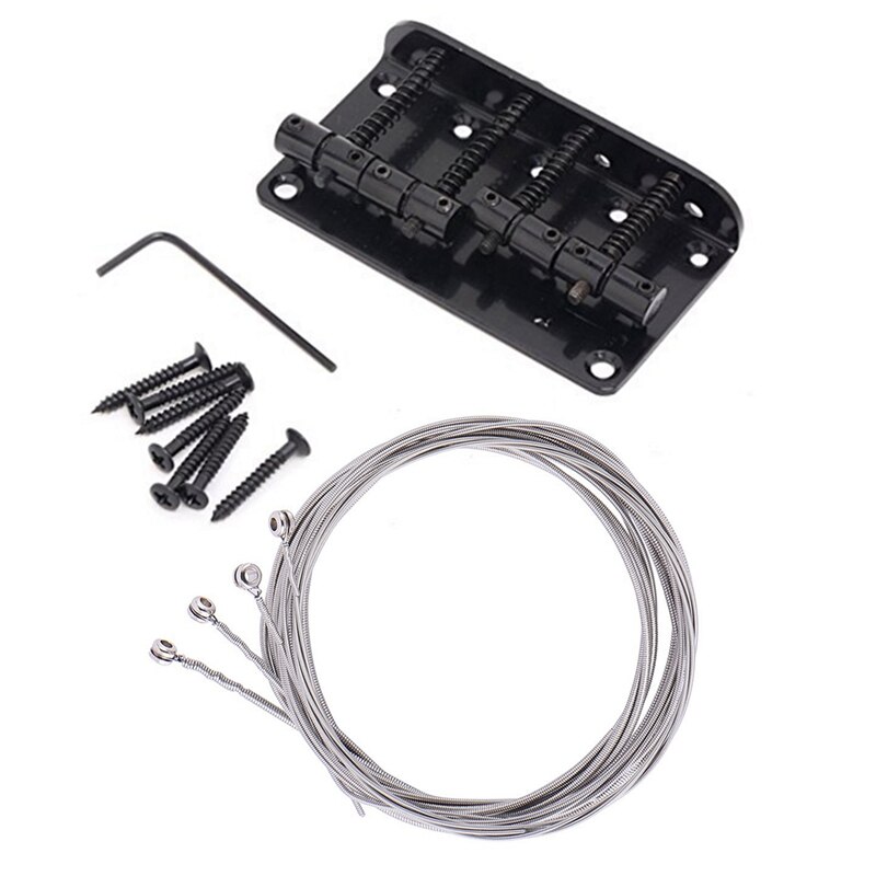 1Set 4 String Vintage Style Bass Hardtail Bridge &amp; 4 Pcs Stainless Steel Bass Strings