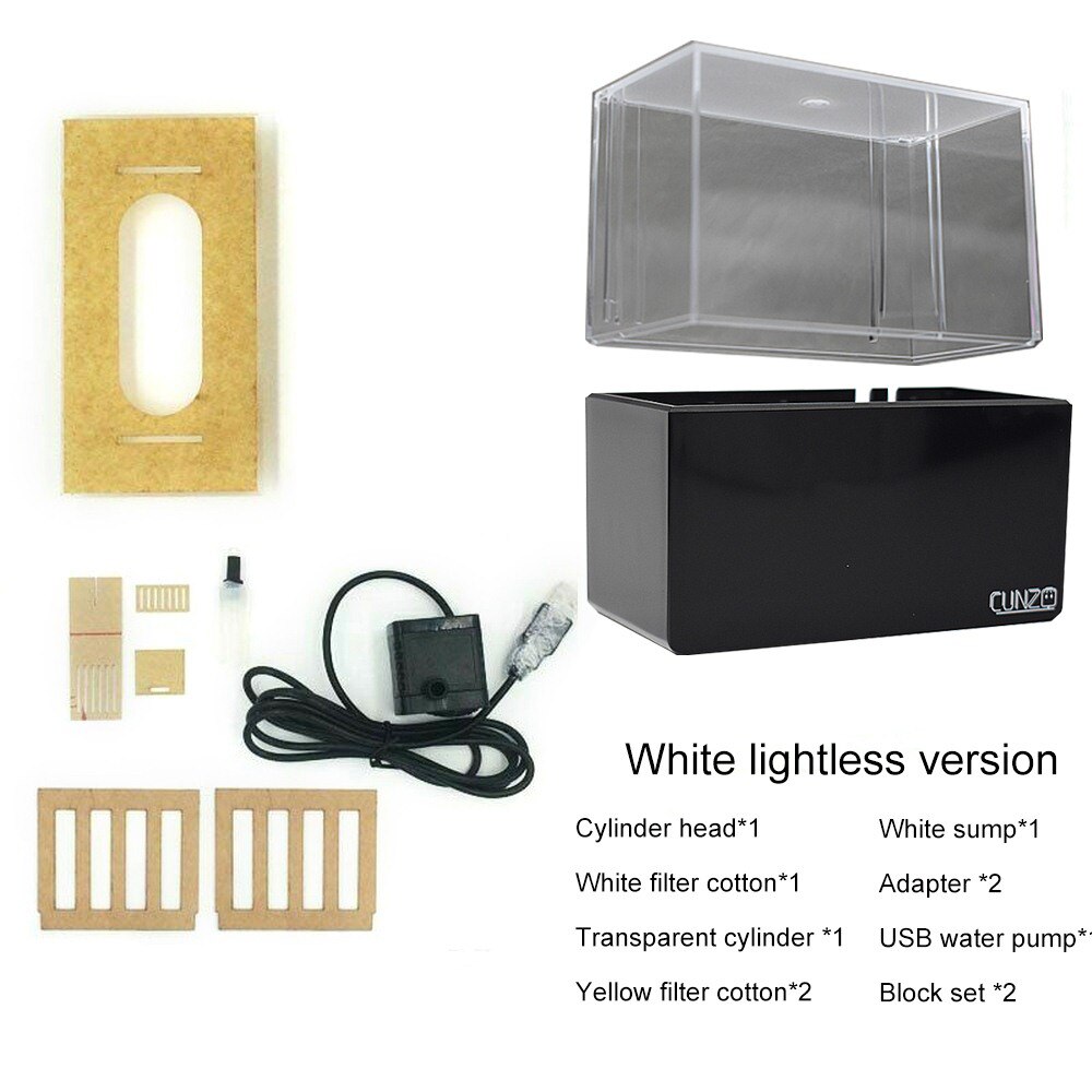 Usb akvarie akvarium mini plast akvarium bærbar desktop aquaponic akvarie fiskeskål med vandfiltrering led stille: 02