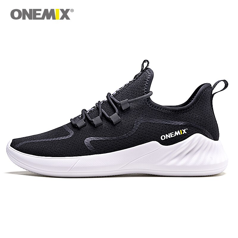 Onemix Men's Running Shoes Comfortable Lightweight Sneakers Mesh Damping Sports Outdoor Tennis Shoes Anti-skid Jogging Shoes: Black white / 8